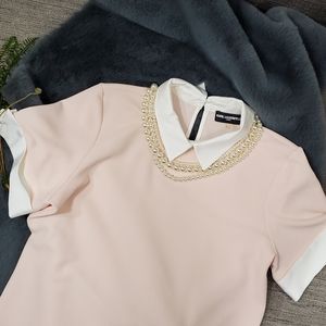 Karl Lagerfeld pearl accent short sleeve top